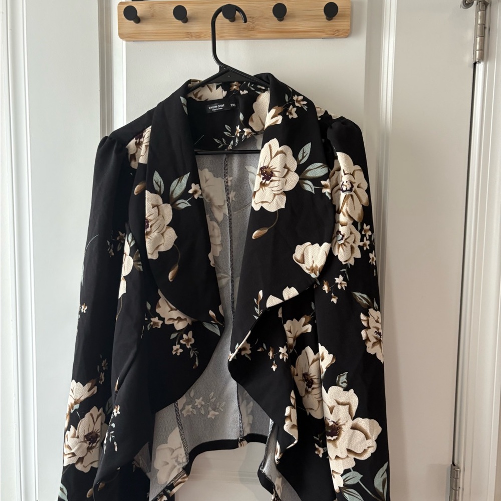 Floral Black Waterfall Jacket